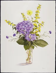 Blue Hydrangea with Yellow Loosestrife