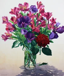 Flowers with Red Rose
