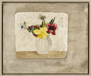 Spring Flowers in a White Jar