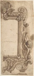 Design for a Half Frame Decorated with Angels, Volutes and Garlands