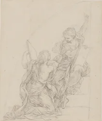 Left Part of a Lunette with Two Sibyls Carrying Folios and Gesticulating in Agitation