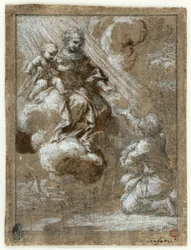 The Madonna and Child in Glory Appearing to a Kneeling Young Man