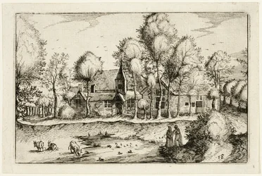 A Pond, plate eighteen after Pictures of Farms, Country Houses and Rustic Villages
