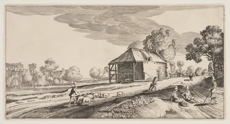 Crossroad Near a Water-Mill, from Landscapes (Pleasant Landscapes)