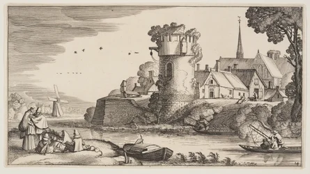 Watch-Tower by a River, from Landscapes (Playsante Lantschappen)