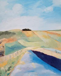 Country Road Through Fields
