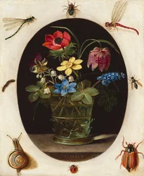 Still Life with Flowers Surrounded by Insects and a Snail, c.1610