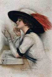 An elegant young woman voting in the 1920 elections in the United States