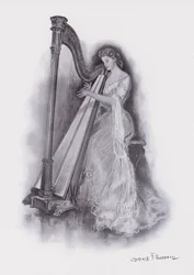 Woman Playing a Harp