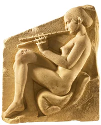 An aulos player. Altar of Aphrodite, so-called Ludovisi Throne, Left-hand panel