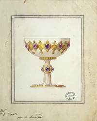 Decoration for champagne cup, watercolour drawing, Claude-Aymé Chenavard