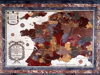 17th Century Map of France with Decoupage of Different Regions