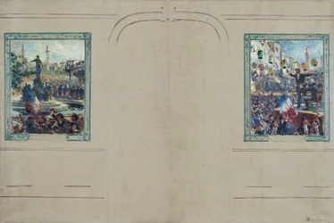 Sketch for the town hall of the 12th arrondissement of Paris: Place de la Nation. Place de la Bastille, circa 1910