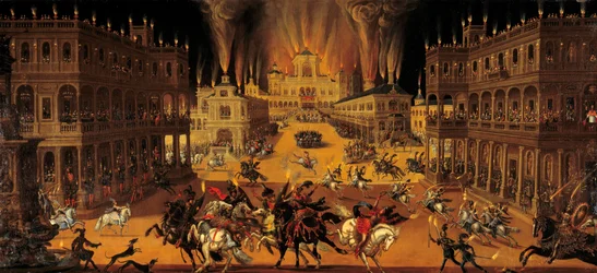 The four elements: fire. Show and equestrian tournament at the time of Louis XIII