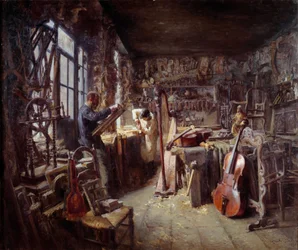 A Restorer in His Workshop Full of Instruments
