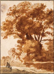 Group of Trees and Resting Shepherd