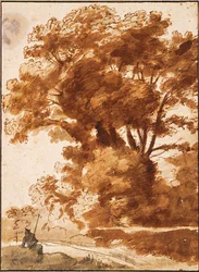 Group of Trees and Resting Shepherd