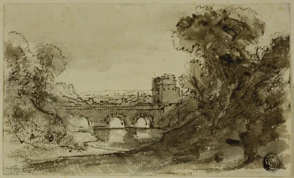 Italianate River Landscape with Bridge with Tower