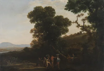 Landscape with Figures Wading Through a Stream, 1636-1637
