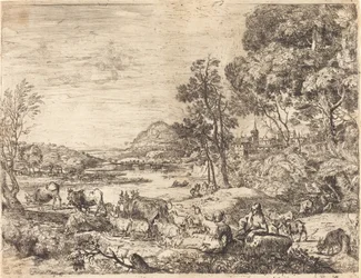 Shepherd and Shepherdess Conversing in a Landscape