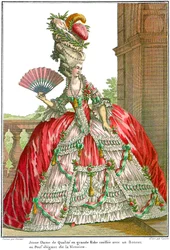 French Court Dress with Wide Panniers