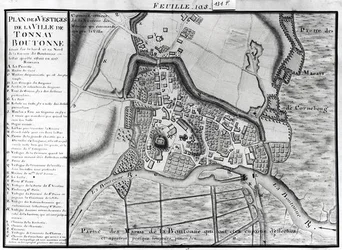 Map of the town of Tonnay-Boutonne, from Recueil des Plans de Saintonge