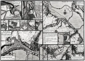 Map of the towns and chateaux situated along the Charente River in 1714, from Recueil des Plans de Saintonge