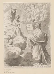 Armand-Jean du Plessis Duke of Richelieu Presents a Book to Mary with Child