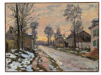 Route to Louveciennes, melting snow, setting sun, c.1869-70