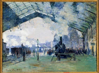 View of the Saint Lazare train station in Paris and the Normandy train