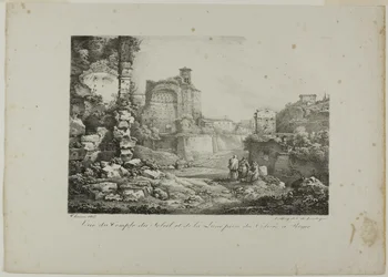 View of the Temple of the Sun and Moon from the Coliseum in Rome
