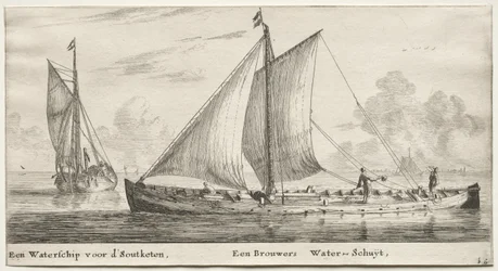 Various Ships and Views of Amsterdam, Part II: A Water-ship Bound for the Soutketen. A Brewer