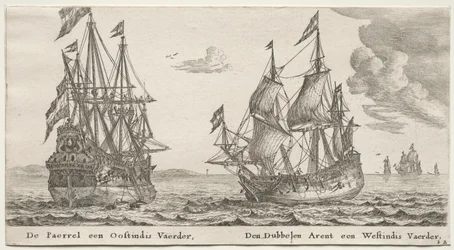 Various Ships and Views of Amsterdam, Part II: The Pearl and East Indiaman, The Double Eagle, a West Indiaman