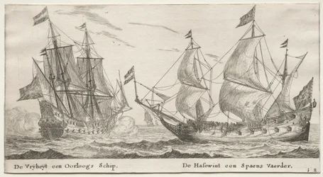Various Ships and Views of Amsterdam (Verscheÿde Schepen en Gesichten van Amstelredam), Part II: The Freedom, a Man-of-War. The Wolf Hound, a Spanish Vessel