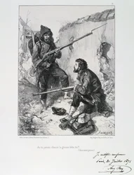 Franco-Prussian War 1870-1871. Siege of Paris 19 Sept 1870-28 Jan 1871. Arrival of the Garde Mobile to help defend Paris, September 1870. From a series of lithographs by Clement August Andrieux
