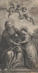 The education of the Virgin, with Saint Anne and the Virgin Mary reading with two p..., ca. 1700-24