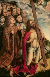 Christ the Mediator with Philip the Handsome (1478-1506) and his Entourage, left hand panel from an altarpiece