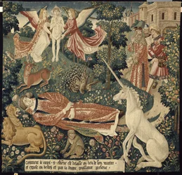 Unicorn. From: La Tenture de saint Étienne. Scène 8: Le corps du martyr exposé aux bêtes