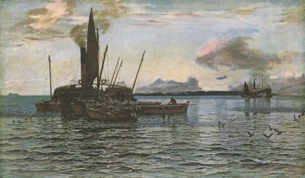 The Herring Market at Sea on Loch Fyne, Argyll, 1884, c1930