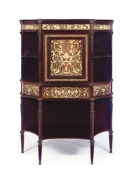 English ivory-inlaid rosewood and marquetry secretaire