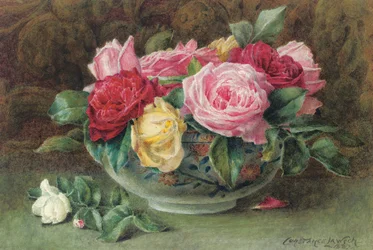 Still Life with a Bowl of Pink, Yellow and Red Roses, 1883