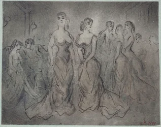 Interior Scene of a Brothel, Women and Men, circa 1875