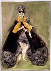 Woman with green background