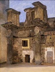 The Temple of Minerva on the Forum of Nerva in Rome, c.1840