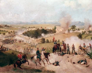 American-Mexican War: view of the Battle of Molino del Rey on 08/09/1847 (detail)