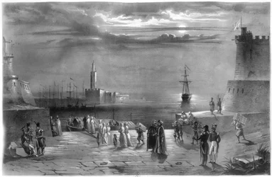 The Dey Hussein Ibn El Hussein (1765-1838) leaving Algiers after the city has been captured on the 4th July 1830