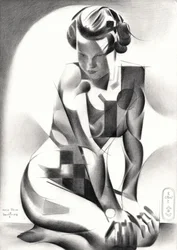 Contemplative Art Deco Figure