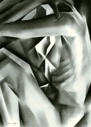 Cubist Charcoal Figure