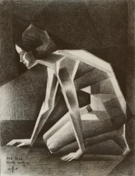 Geometric Crouching Woman