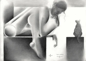 Pensive Woman Geometric Study